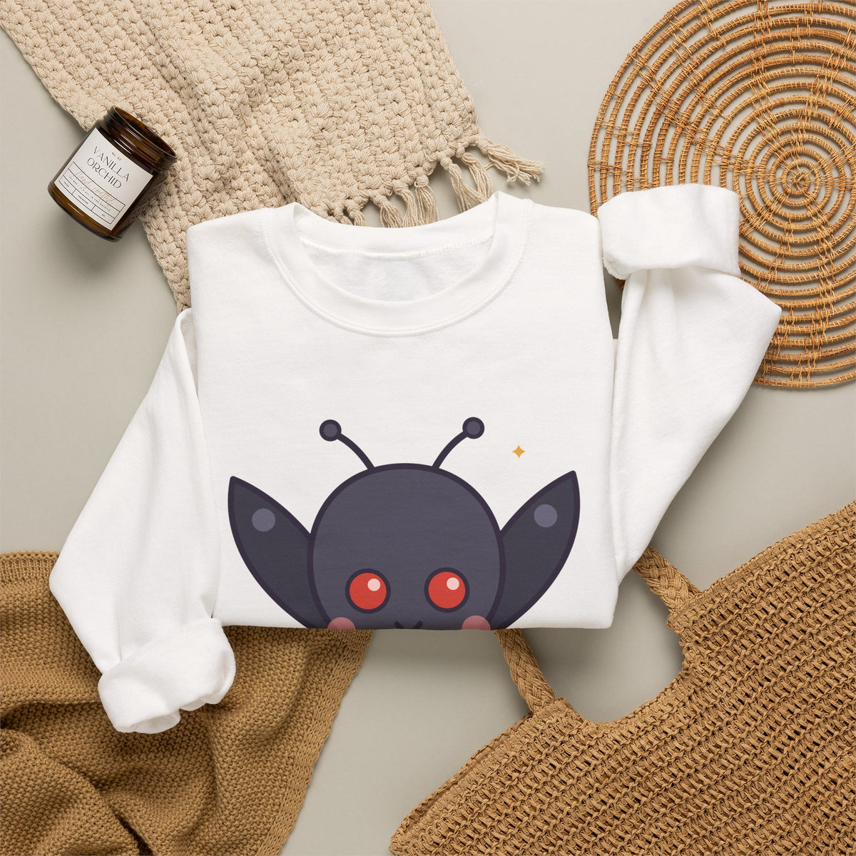 Cute Mothman Graphic Pullover Sweatshirt