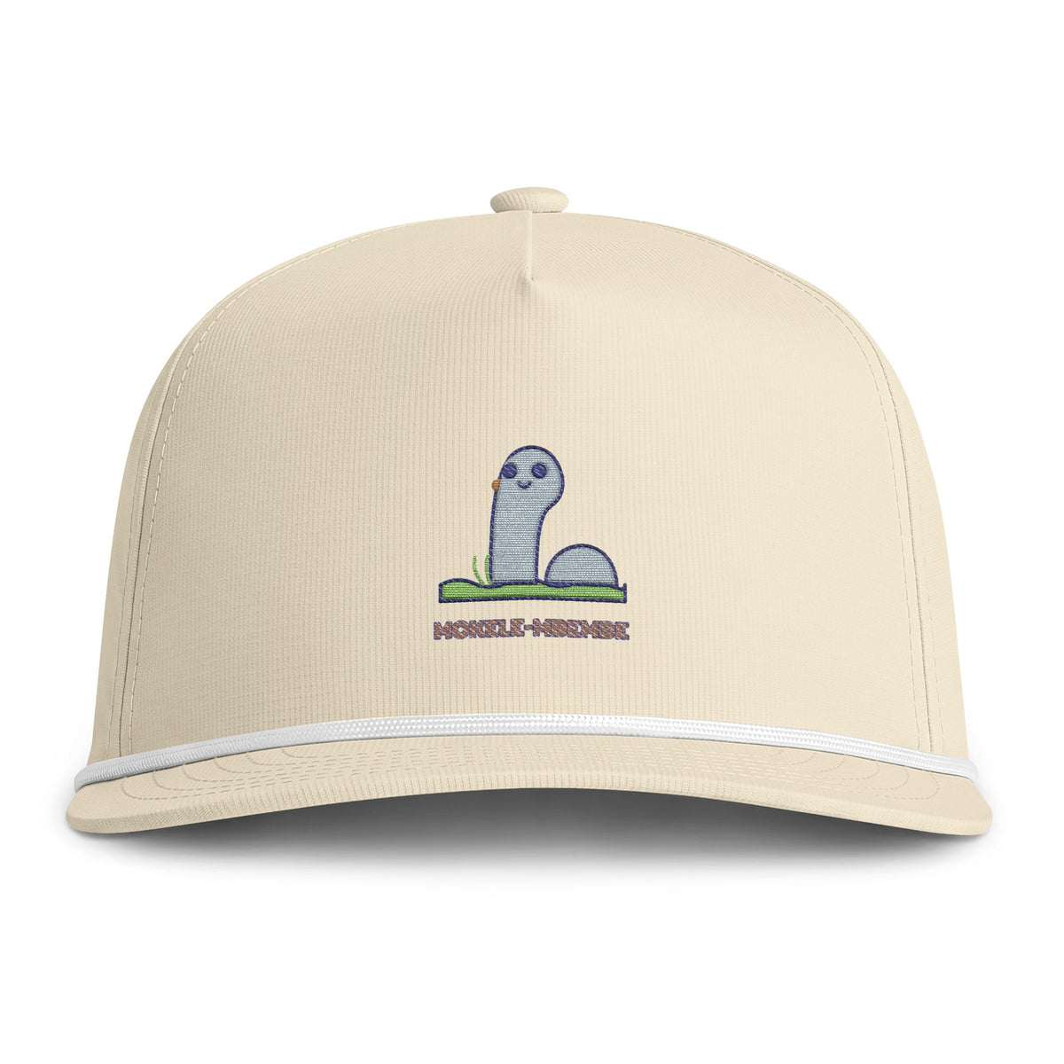 Cute Mokele Mbembe Embroidered Baseball Hat — Sunwashed Rope Cap