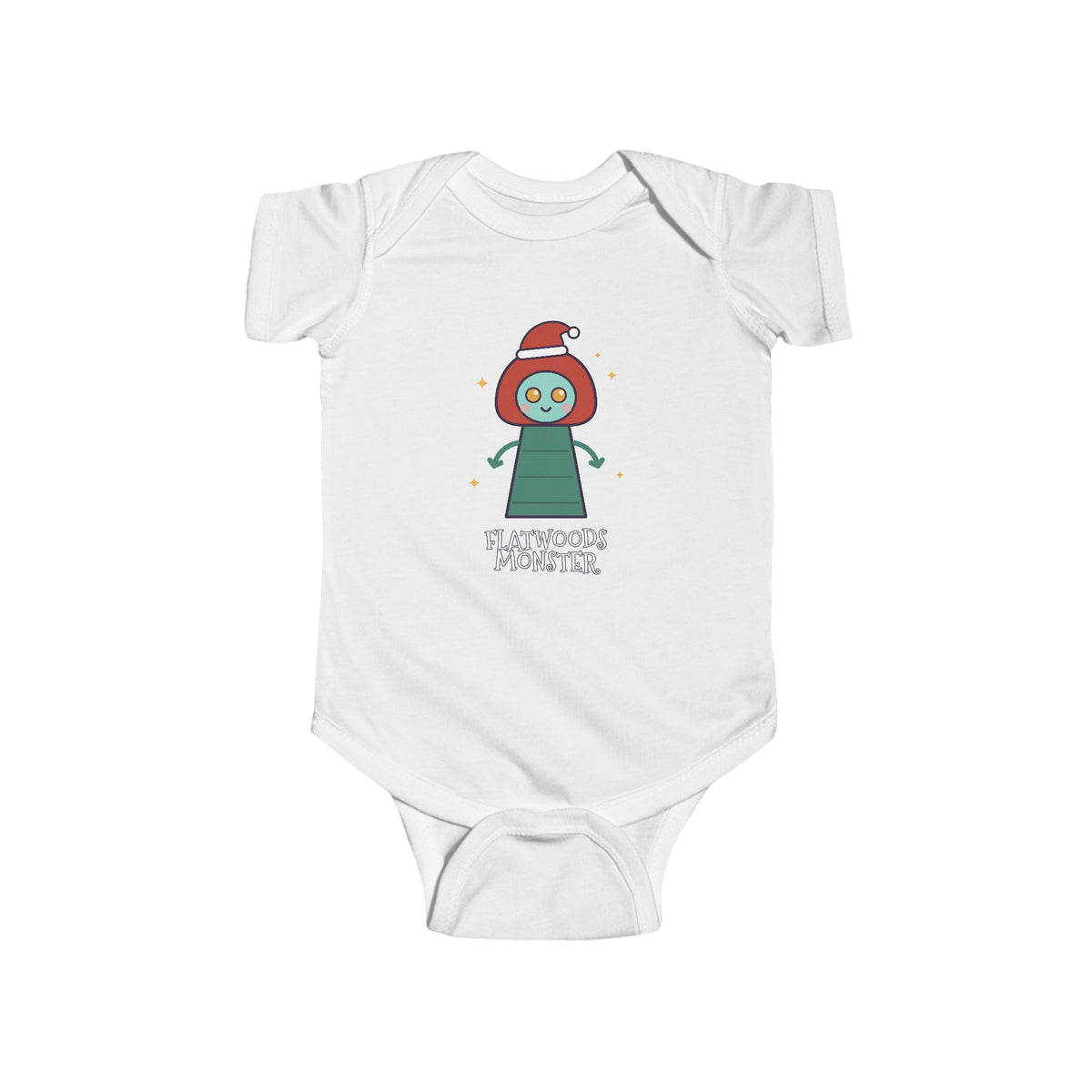 Flatwoods Monster Christmas Baby Bodysuit - Cute Santa Flatwoods Monster Infant Onesie