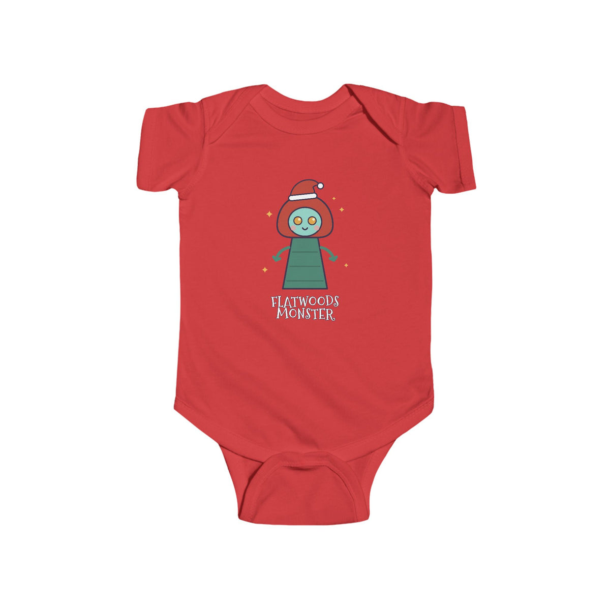 Flatwoods Monster Christmas Baby Bodysuit - Cute Santa Flatwoods Monster Infant Onesie