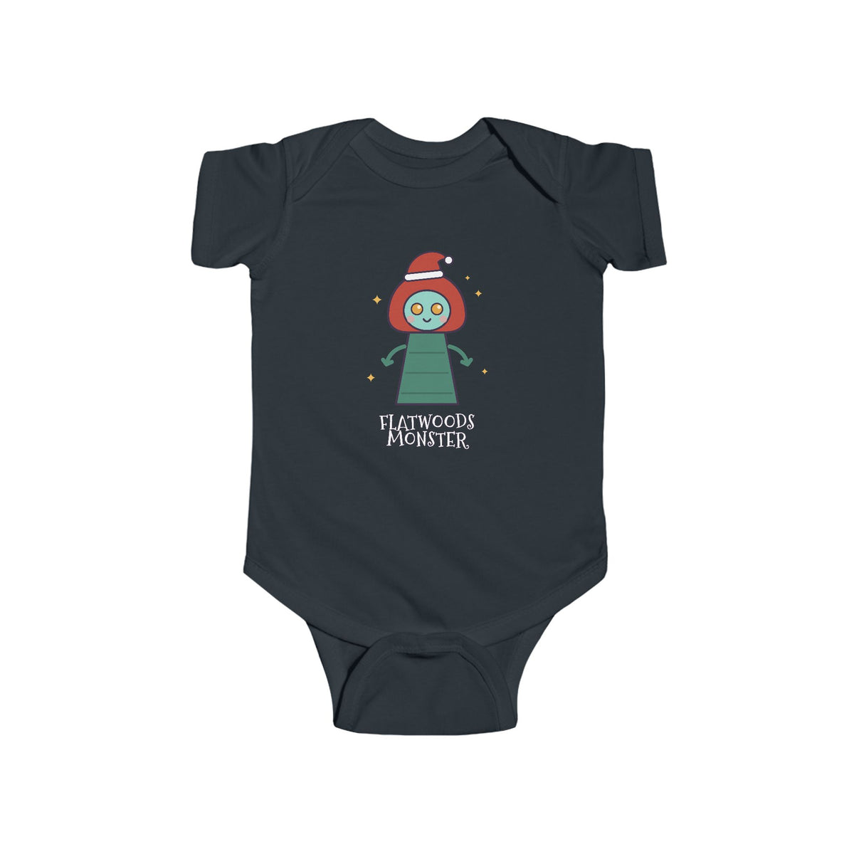 Flatwoods Monster Christmas Baby Bodysuit - Cute Santa Flatwoods Monster Infant Onesie