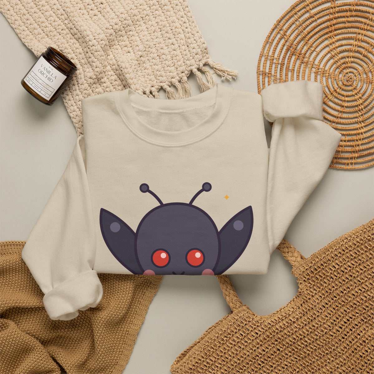 Cute Mothman Graphic Pullover Sweatshirt