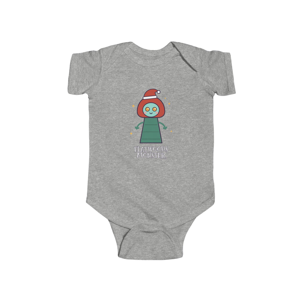 Flatwoods Monster Christmas Baby Bodysuit - Cute Santa Flatwoods Monster Infant Onesie
