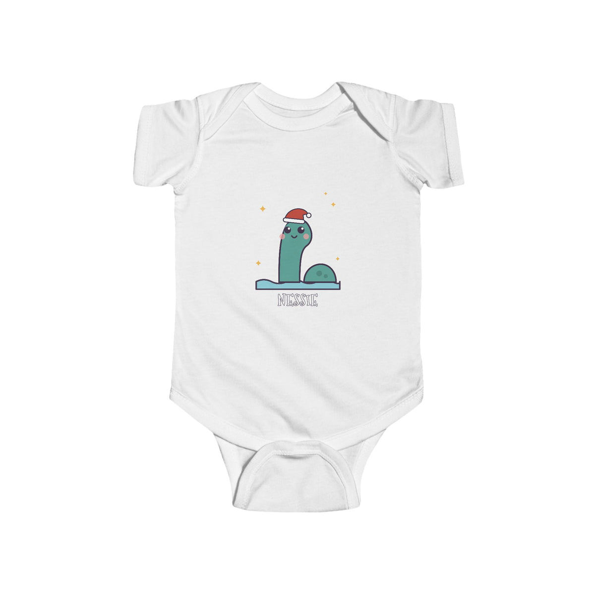 Nessie Christmas Baby Bodysuit - Cute Santa Nessie Infant Onesie