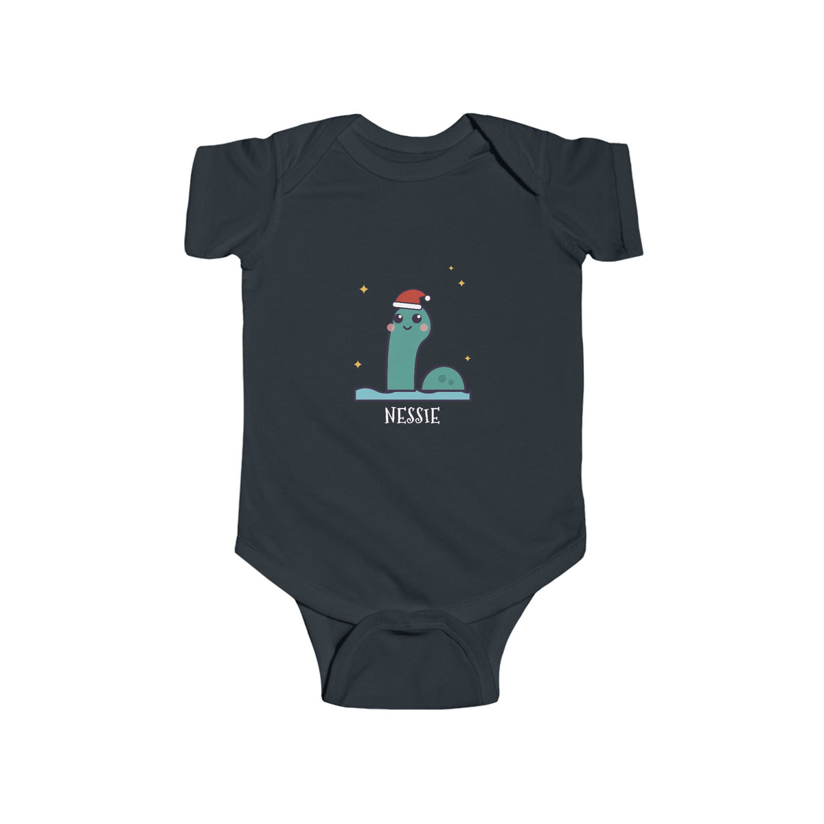 Nessie Christmas Baby Bodysuit - Cute Santa Nessie Infant Onesie