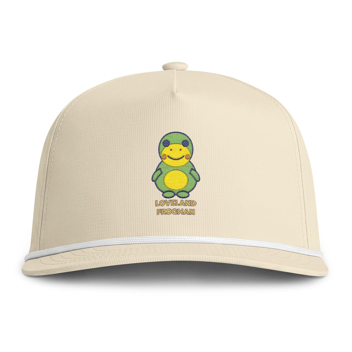 Cute Loveland Frogman Embroidered Baseball Hat — Sunwashed Rope Cap